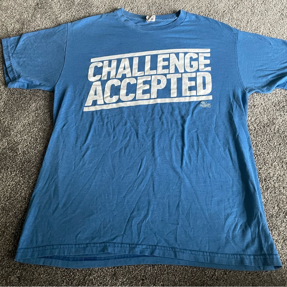 How I Met Your Mother 2014 Fox Challenge Accepted T Shirt Size Medium Blue